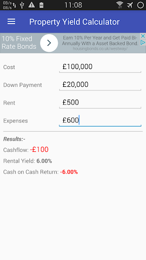 Property Yield Calculator Screen 3