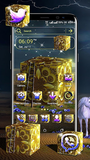 Android application Golden Cube Launcher Theme screenshort