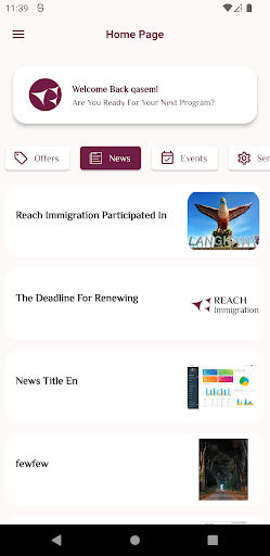 Screenshot of Reach Immigration