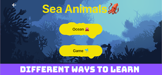 Sea Animals: game for learning