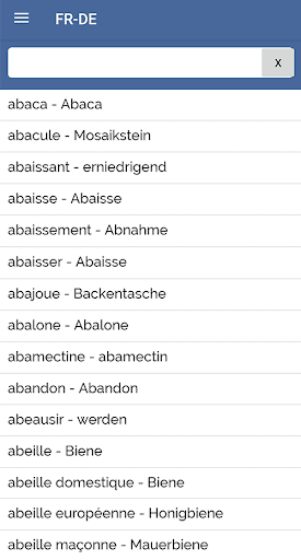 Android application French German Dictionary screenshort