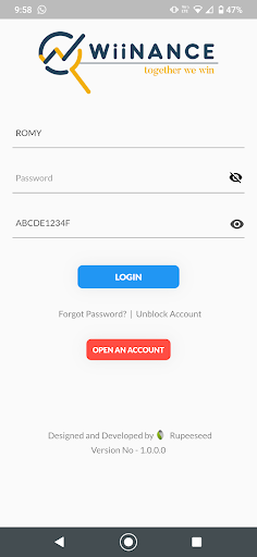 Android application WiinTrade screenshort