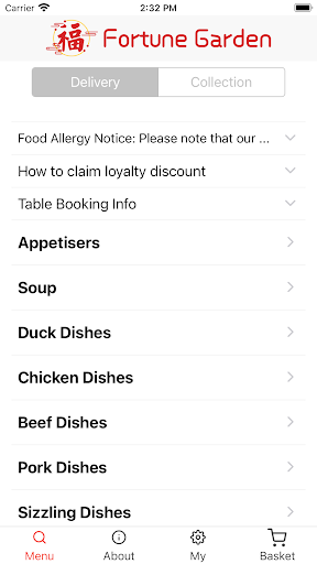 Android application Fortune Garden Restaurant screenshort