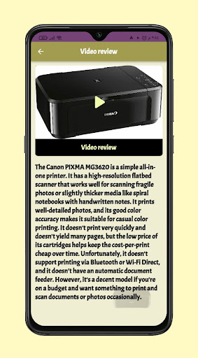 Android application Canon Pixma MG Inkjet Guide screenshort