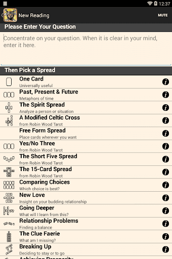Screenshot of Robin Wood Tarot