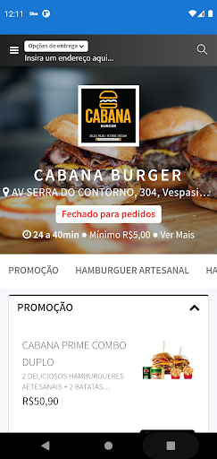 Android application Cabana Burger screenshort