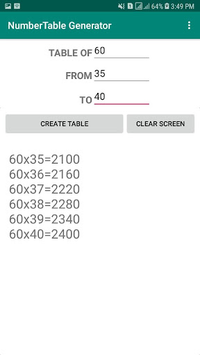 Table Maker Screen 2