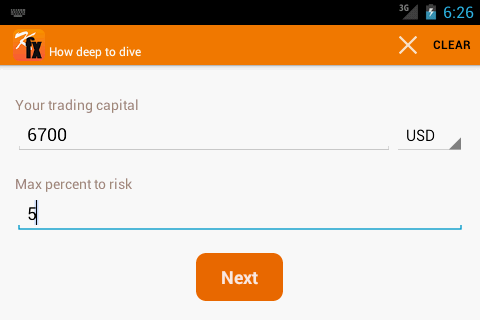 Android application Forex Position Size Calculator screenshort