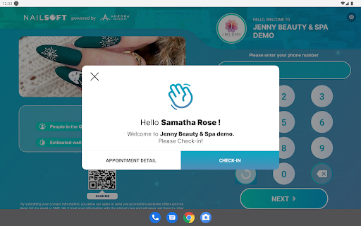 NailSoft Check-In Screen 3