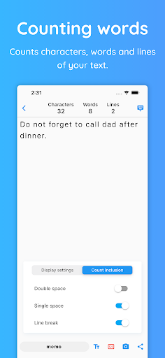 Android application Word Count Notepad screenshort