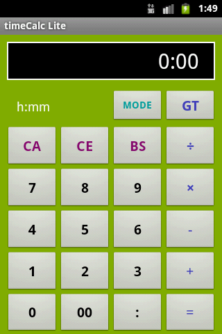 Android application timeCalc Lite screenshort