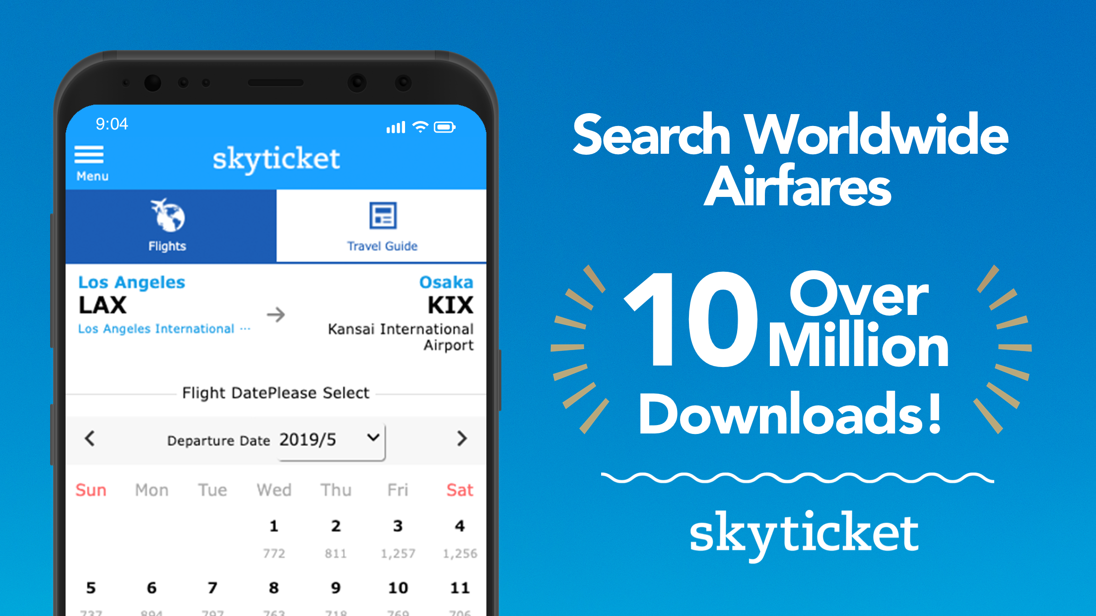 Android application skyticket screenshort