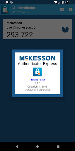 Android application McKesson Authenticator screenshort