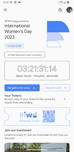 Android application WTM Vizag: IWD'23 screenshort