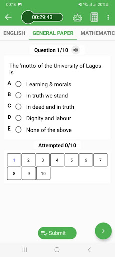 Screenshot of TestDriller Uni Entrance Exam