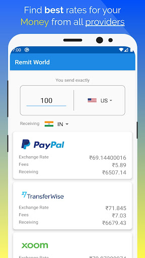 Android application Remit Rates screenshort