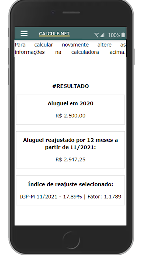 Calculadora Reajuste Aluguel Screen 2