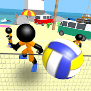 Stickman voleibol en la playa