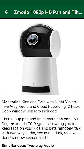 Android application Zmodo Camera Guide screenshort