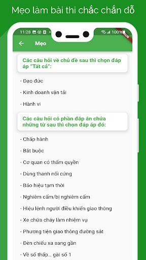 Lý thuyết GPLX Screen 2