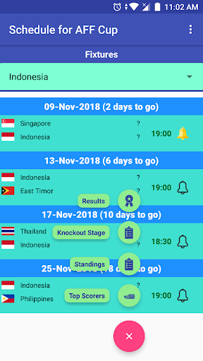 Schedule for AFF Cup Screen 2