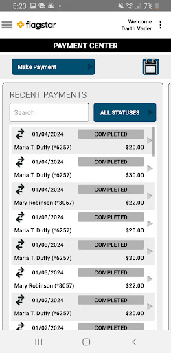 Flagstar Corporate ConnectTM Screen 3
