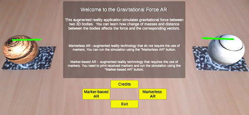 Gravitational Force AR Demo Screen 3