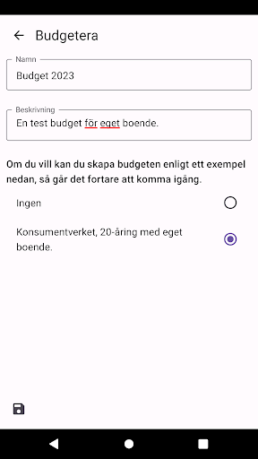 Android application Budgetera screenshort