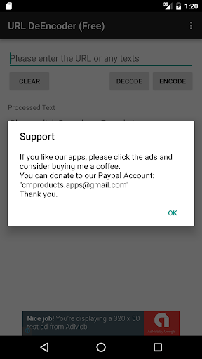Android application URL DeEncoder (Ads) screenshort