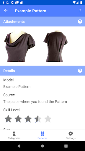 Sewing Patterns Screen 2