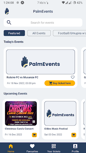 Android application PalmEvents screenshort