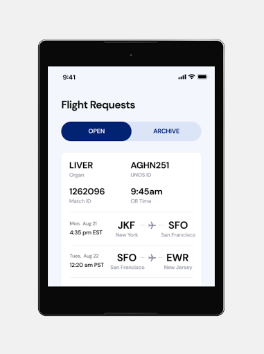 OrganFlights.com Screen 3