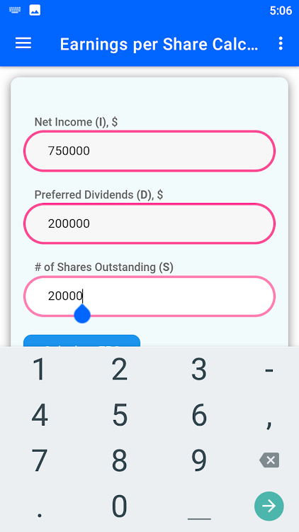 Earning per Share Calculator - 3 - (Android)