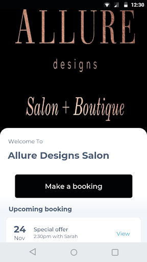 Android application Allure Designs Salon screenshort