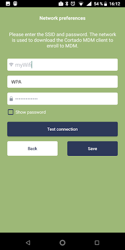 Screenshot of Cortado NFC Enrollment