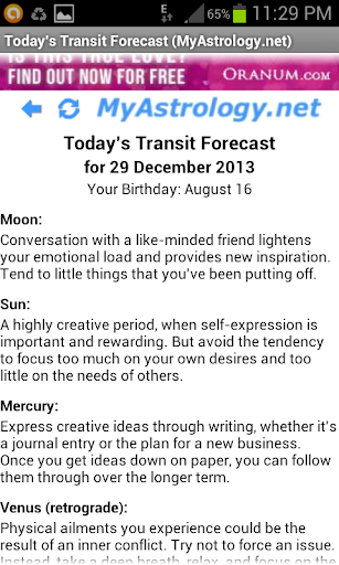 MyAstrology.net Screen 2