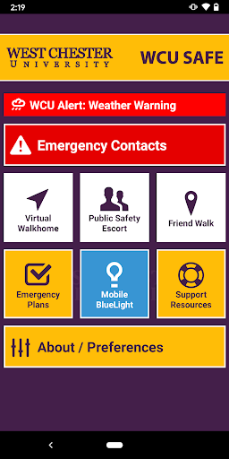Android application WCU SAFE screenshort