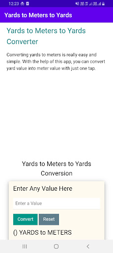 Android application Yards to Meter | Meter to Yard screenshort