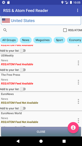 RSS and ATOM Feed Reader Screen 2