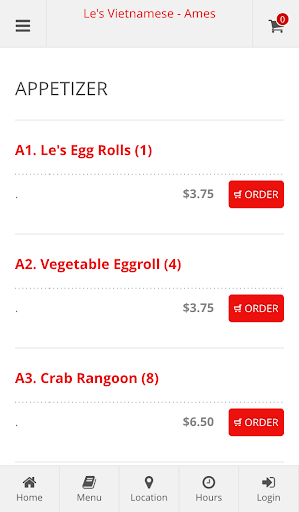 Les Restaurant Online Order Screen 2