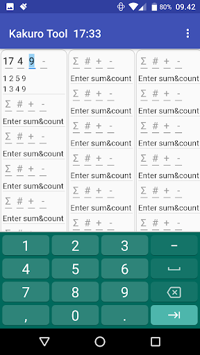 Kakuro Tool Screen 2