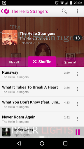 Screenshot of PlayerPro Cloudy Pink Skin