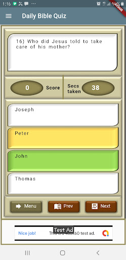 Android application Daily Bible Quiz screenshort