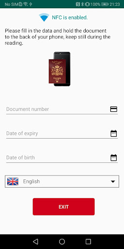 Android application NFC Passport Reader screenshort