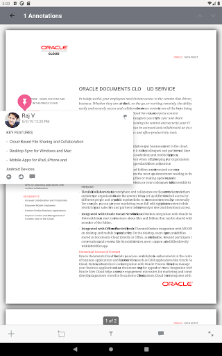 Screenshot of Oracle Content