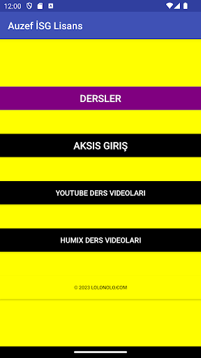 Android application Auzef İSG lisans screenshort