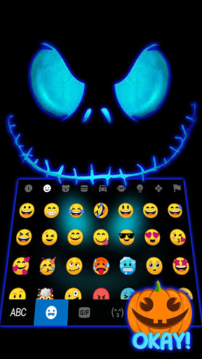 Neon Creepy Face Keyboard Back Screen 3