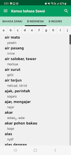 Kamus bahasa Sawai Screen 2