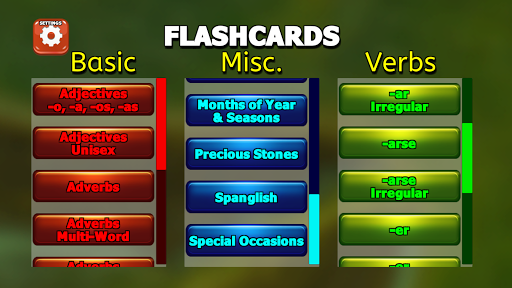 Spanish to English-Flash Cards Screen 2