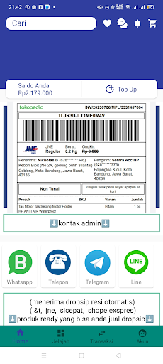 Android application pusat dropship tas | REVAL'OS screenshort